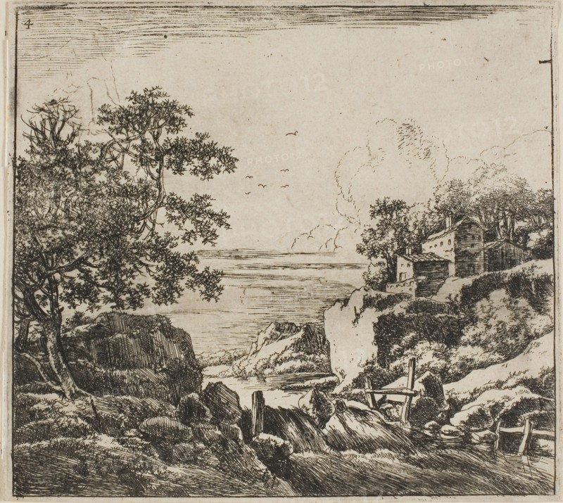 The Cascade, from the series Set of Landscapes, n.d., Herman Naijwincx, Dutch, 1623-after 1651, Netherlands, Etching on ivory laid paper