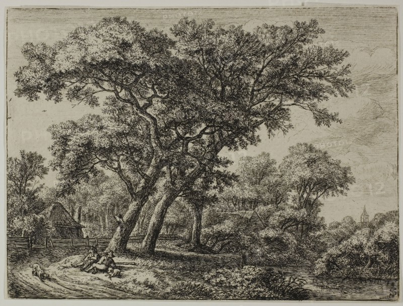Two Hunters Resting, n.d., Anthoni Waterlo, Dutch, 1609-1690, Holland, Etching on paper, 155 x 206 mm