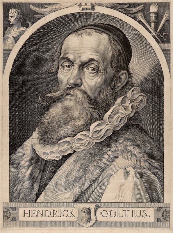 Portrait of Hendrick Goltzius, c. 1617, Jan Harmensz Muller (Dutch, 1571-1628), after Hendrick Goltzius (Dutch, 1558-1617), Holland, Engraving in black on buff laid paper, 577 x 421 mm (image), 580 x 429 mm (plate), 600 x 440 mm (sheet)
