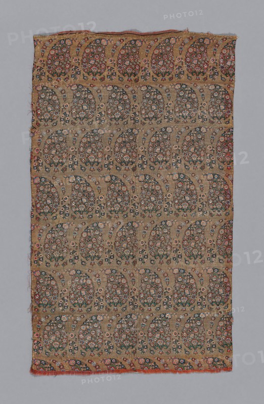 Fragment (Dress Fabric), 1801/50, Iran (Persia), Iran, Silk and gold wound on yellow silk core, plain compound twill, 54.6 x 32.7 cm (21 1/4 x 12 7/8 in.)