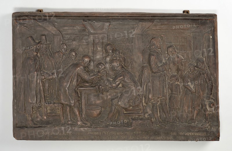 Reverend Cotton Mather, 1721, American, 18th century, Boston, Boston, Bronze, 88.3 × 52.1 cm (34 3/4 × 20 1/2 in.)
