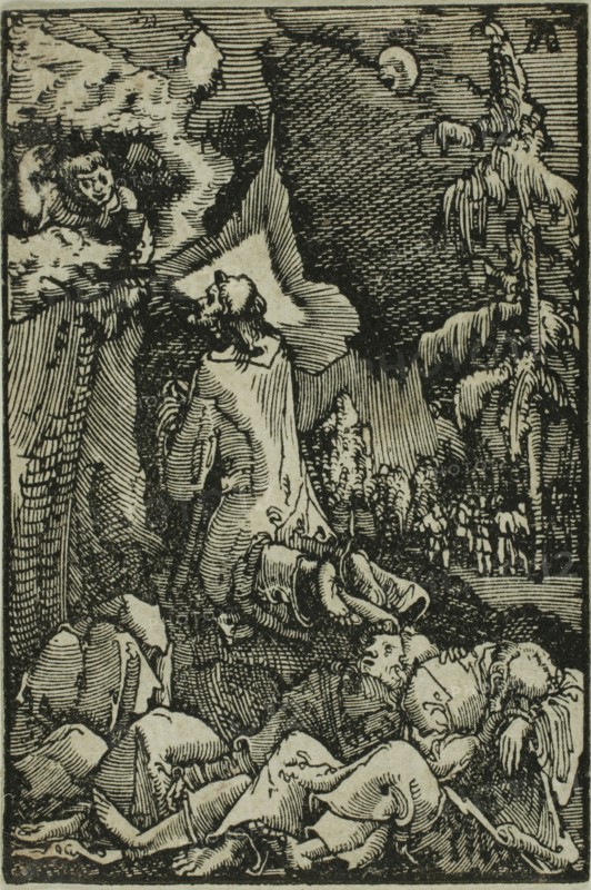The Agony in the Garden, from The Fall and Redemption of Man, 1513, Albrecht Altdorfer, German, c.1480-1538, Germany, Woodcut in black on ivory laid paper, 72 x 48 mm (image/block)