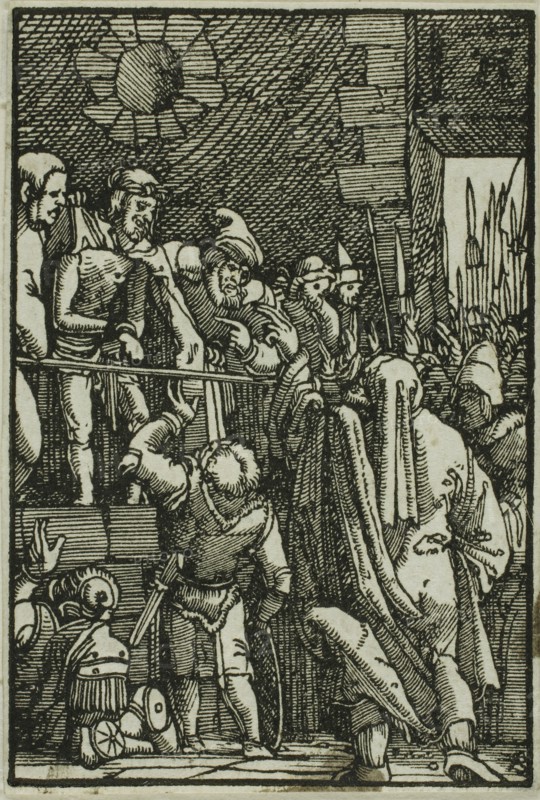 Ecce Homo, from The Fall and Redemption of Man, 1513, Albrecht Altdorfer, German, c.1480-1538, Germany, Woodcut in black on ivory laid paper, 72 x 48 mm (image/block)