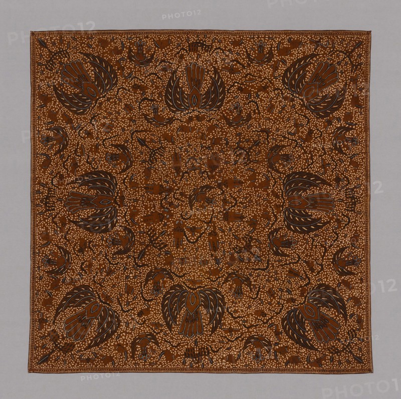 Headcloth (Iket Kepala), Late 19th century, Indonesia, Central Java, Java, Cotton, plain weave, hand-drawn wax resist dyed (batik tulis), 106.8 x 106.5 cm (42 x 42 in.)