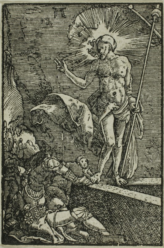 The Resurrection, from The Fall and Redemption of Man, 1513, Albrecht Altdorfer, German, c.1480-1538, Germany, Woodcut in black on ivory laid paper, 72 x 48 mm (image/block), 73 x 49 mm (sheet)