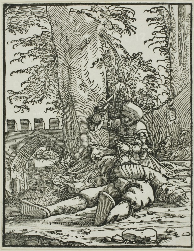 Jael and Sisera, 1520/25, Albrecht Altdorfer, German, c. 1480-1538, Germany, Woodcut in black on ivory laid paper, 72 x 48 mm (image/block), 123 x 95 mm (sheet), Untitled, 1849/60, English, England, Albumen print, from the "Untitled Album