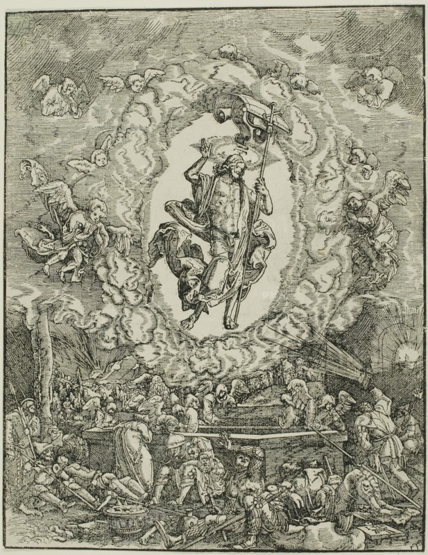 The Resurrection of Christ, 1512, Albrecht Altdorfer, German, c.1480-1538, Germany, Woodcut in black on ivory laid paper, 233 x 180 mm (image/block/sheet)