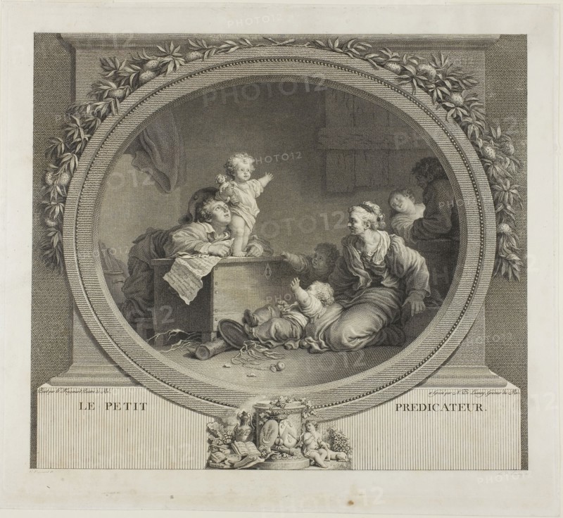 The Little Preacher, n.d., Nicolas Delaunay (French, 1739-1792), after Jean Honoré Fragonard (French, 1732-1806), France, Etching on paper, 269 × 306 mm (image), 300 × 340 mm (plate), 316 × 347 mm (sheet)