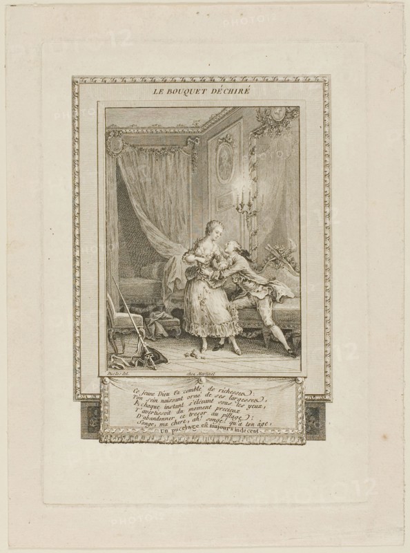 The Torn Bouquet, c. 1795, Antoine-Jean Duclos (French, 1742-1795), after Sigmund Freudeberg (Swiss, 1745-1801), published chez Martinet (French, 18th-19th c.), France, Etching with engraving on ivory laid paper, 172 × 121 mm (image), 216 × 151 mm (plate), 253 × 186 mm (sheet)