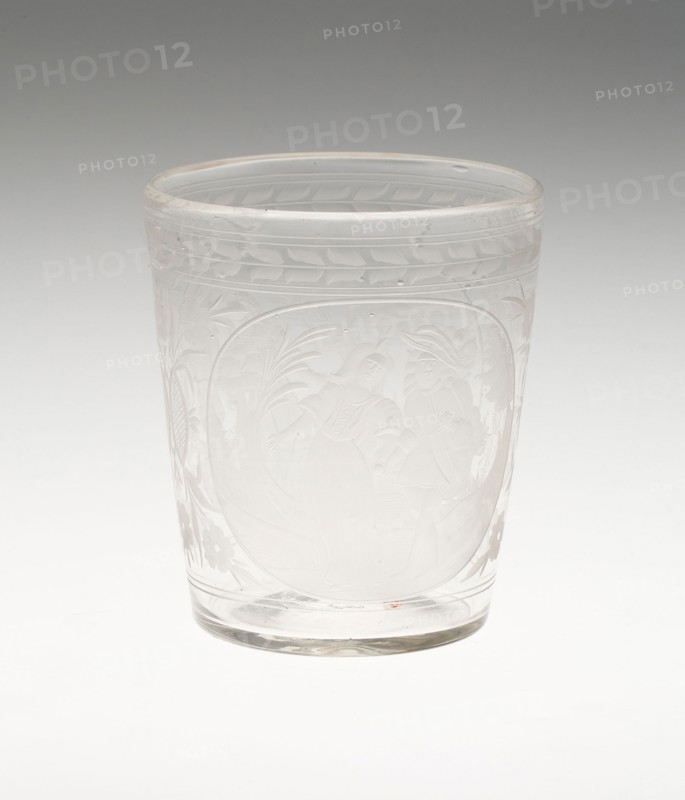 Beaker, c. 1730, Bohemia, Czech Republic, Bohemia, Glass, 9.8 × 8.9 cm (3 7/8 × 3 1/2 in.)
