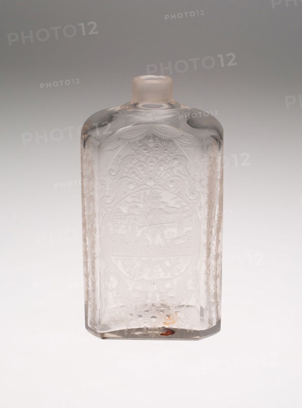Bottle, Early 18th century, Bohemia, Czech Republic, Bohemia, Glass, H. 14.6 cm (5 3/4 in.)