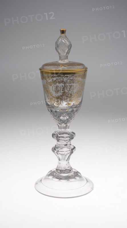 Goblet with Cover, 1786, Germany, Lauenstein, Lauenstein, Glass with gilding, 31.8 x 8.9 cm (12 1/2 x 3 1/2 in.)