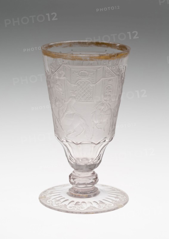 Wine Glass, c. 1740, Germany, Schleswig, Schleswig, Glass, engraved and gilt decoration, 15.9 x 8.6 cm (6 1/4 x 3 3/8 in.)