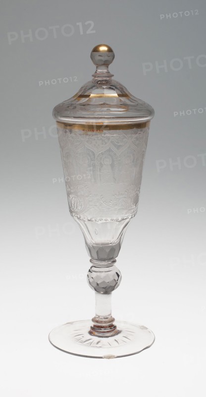 Chalice with Twelve Apostles, c. 1740, Germany, Schleswig, Schleswig, Glass, engraved and gilt decoration, 27.6 x 8.6 cm (10 7/8 x 3 3/8 in.)