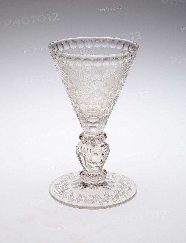 Goblet, Late 17th century, Germany, Potsdam, Potsdam, Glass, blown, molded, wheel cut and engraved, H. 20.3 cm (8 in.)