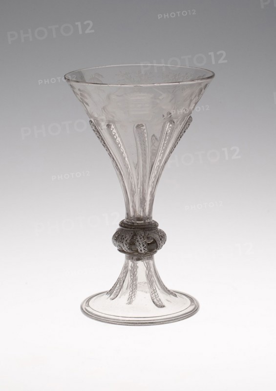 Goblet Engraved with Hunting Scenes, c. 1680, Bohemia, Czech Republic, Bohemia, Glass, H. 16.5 cm (6 1/2 in.)