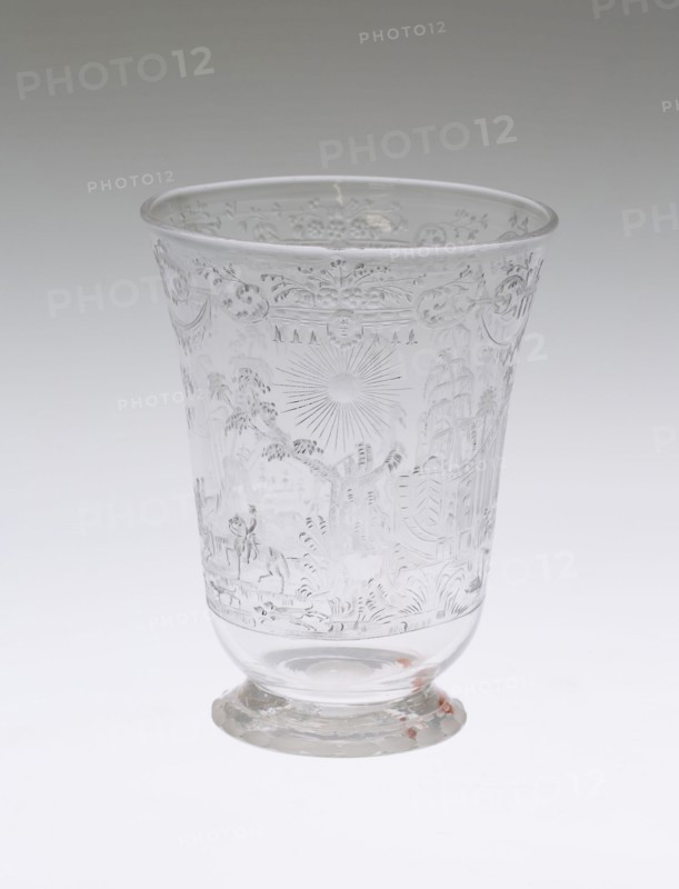 Beaker, Early 18th century, Bohemia, Czech Republic, Bohemia, Glass, 11.4 × 8.6 cm (4 1/2 × 3 3/8 in.)