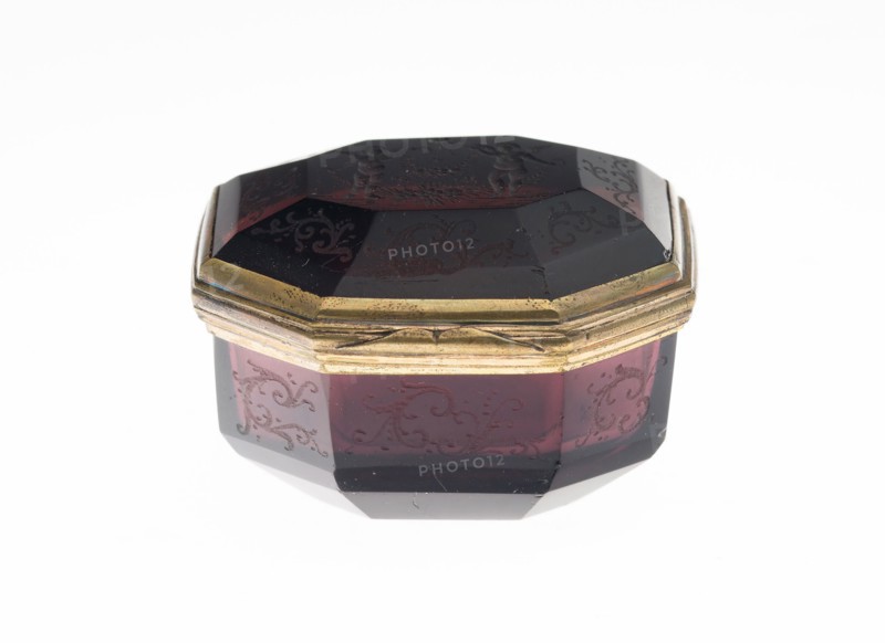 Box, c. 1735, Germany, Amethyst glass and gilt bronze mounts, 4 x 6 x 5.4 cm (1 9/16 x 2 3/8 x 2 1/8 in.)