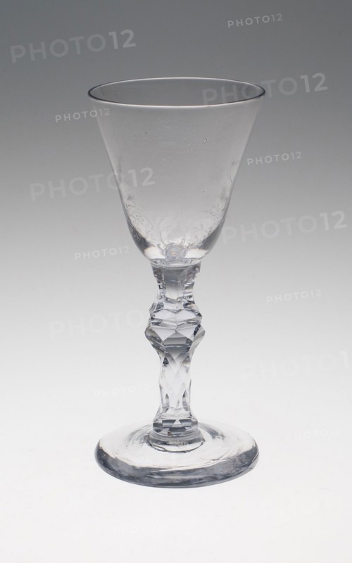 Wine Glass, c. 1760/80, England or Netherlands, England, Glass, cut and stipple engraved, 17.5 × 7.9 cm (6 7/8 × 3 1/8 in.)