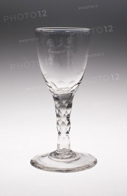 Wine Glass, c. 1760/80, England or Netherlands, England, Glass, cut and stipple engraved, 15.4 × 6.4 cm (6 1/16 × 2 1/2 in.)