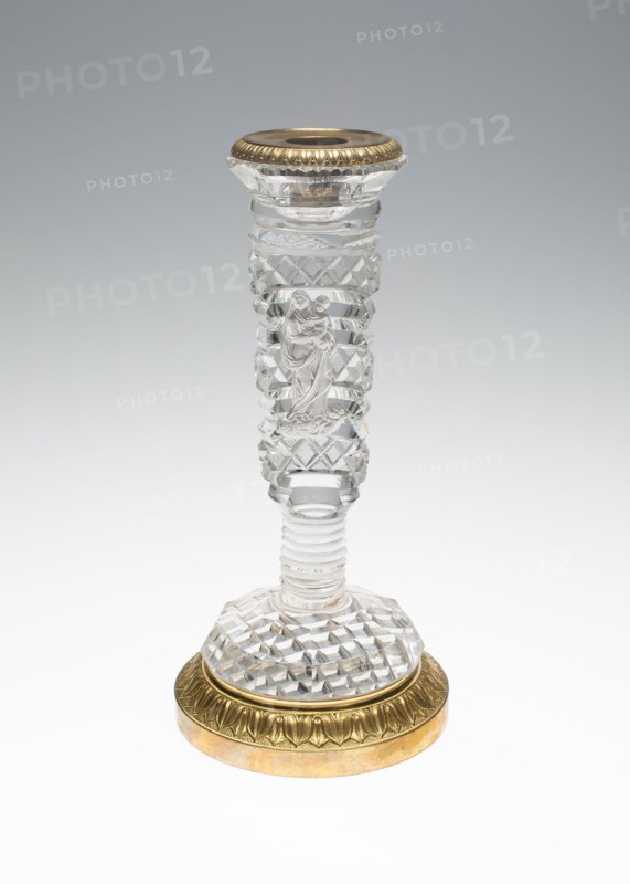 Candlestick with Madonna and Child, c. 1835/40, Bohemia, Czech Republic, Harrachov Glassworks (founded 1831), Bohemia, Glass with gilt bronze mounts, H. 23.9 cm (9 3/8 in.)