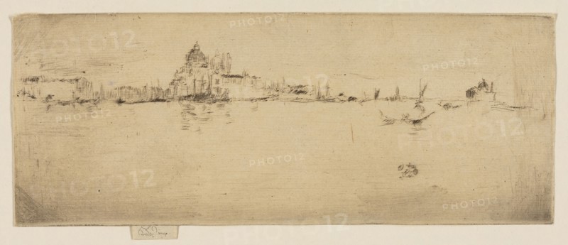 Little Salute, 1879/80, James McNeill Whistler, American, 1834-1903, United States, Drypoint with foul biting in black ink on ivory laid paper, 82 x 210 mm (plate, approx.), 87 x 210 mm (sheet)
