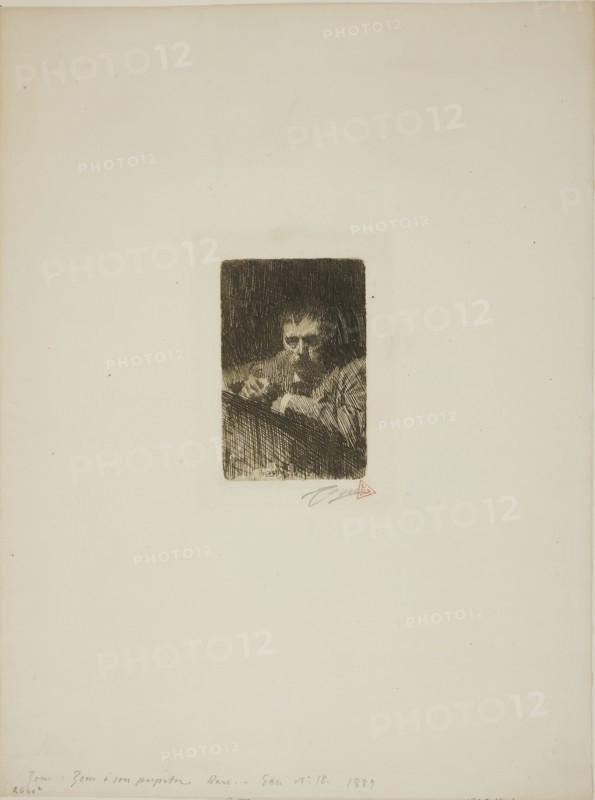 A Painter-Etcher (Self-Portrait), 1889, Anders Zorn, Swedish, 1860-1920, Sweden, Etching on ivory laid paper, 111 x 72 mm (image), 118 x 89 mm (plate), 397 x 298 mm (sheet)