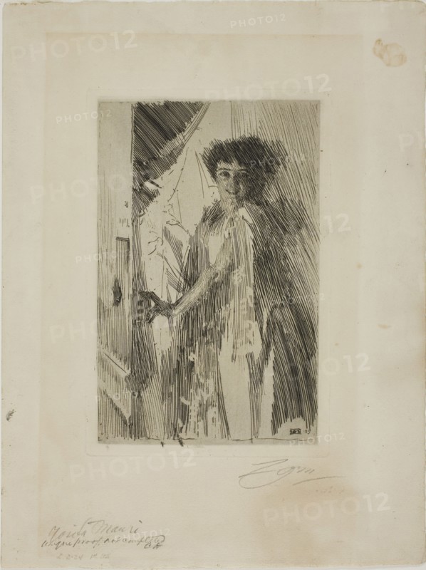 Rosita Mauri, 1889, Anders Zorn, Swedish, 1860-1920, Sweden, Etching on ivory laid paper, 222 x 143 mm (image), 237 x 158 mm (plate), 365 x 275 mm (sheet)