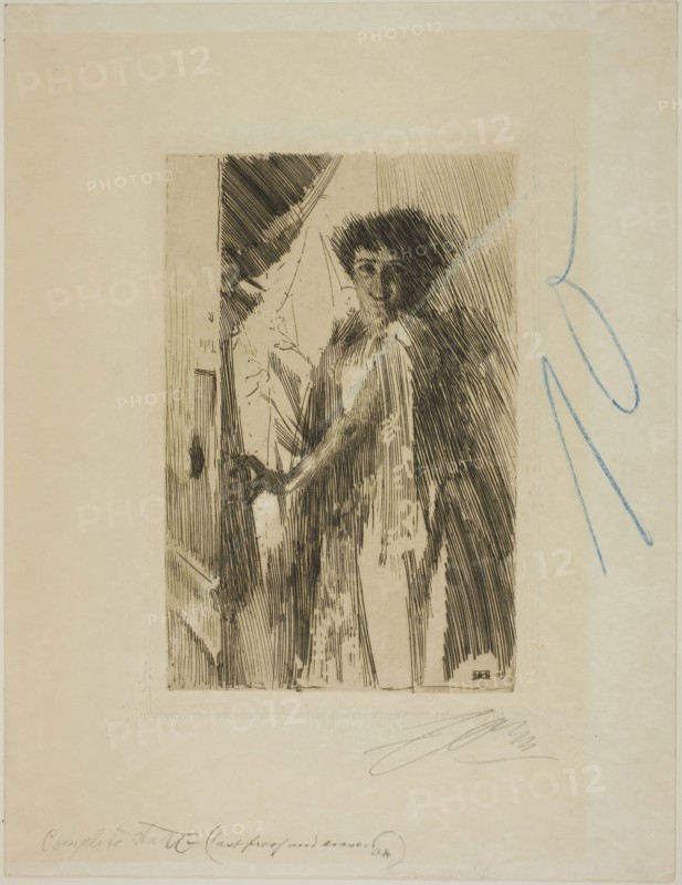 Rosita Mauri, 1889, Anders Zorn, Swedish, 1860-1920, Sweden, Etching on ivory wove paper, 220 x 143 mm (image), 237 x 159 mm (plate), 357 x 275 mm (sheet)