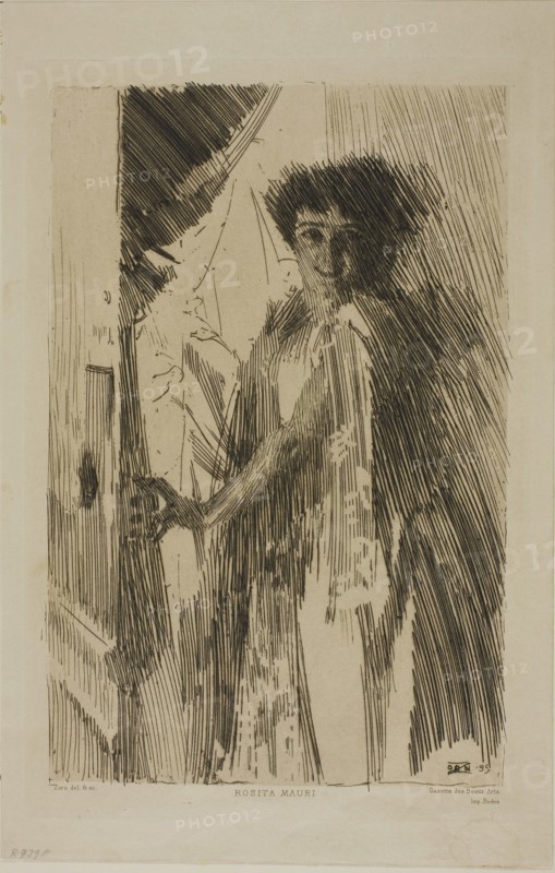 Rosita Mauri, 1889, Anders Zorn, Swedish, 1860-1920, Sweden, Etching on ivory wove paper, 219 x 143 mm (image), 238 x 159 mm (plate), 270 x 173 mm (sheet)