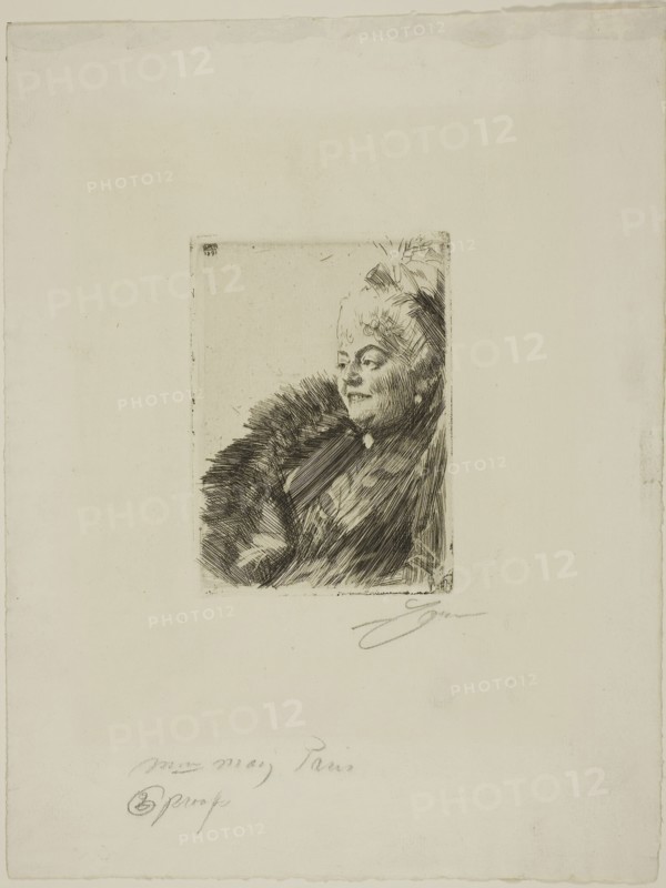 Mme Georges May II, 1891, Anders Zorn, Swedish, 1860-1920, Sweden, Etching on ivory laid paper, 132 x 93 mm (image), 138 x 100 mm (plate), 331 x 252 mm (sheet)