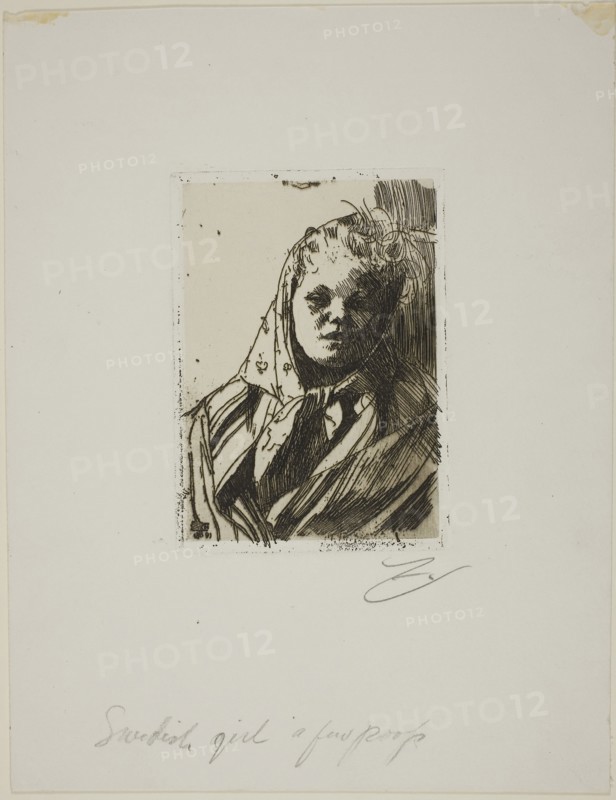 Dalecarlian Peasant Woman, 1891, Anders Zorn, Swedish, 1860-1920, Sweden, Etching on white wove paper, 132 x 93 mm (image), 141 x 101 mm (plate), 290 x 225 mm (sheet)