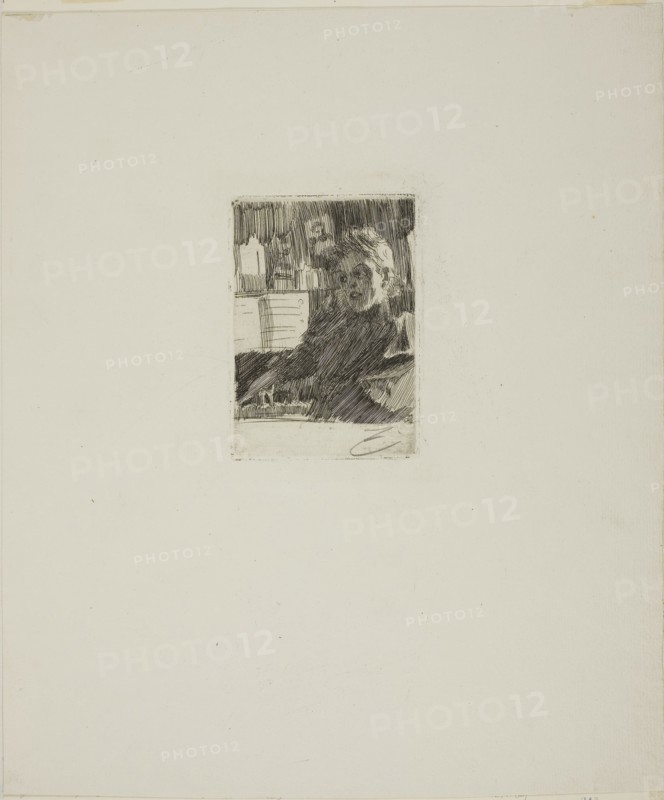 Young Norwegian at the Piano, 1891, Anders Zorn, Swedish, 1860-1920, Sweden, Etching on ivory laid paper, 115 x 93 mm (image), 136 x 98 mm (plate), 405 x 342 mm (sheet)