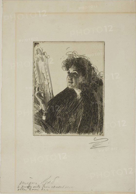 Girl with a Cigarette I, 1891, Anders Zorn, Swedish, 1860-1920, Sweden, Etching on ivory laid paper, 153 x 114 mm (image), 157 x 118 mm (plate), 321 x 223 mm (sheet), The Horse Guards, plate four from the London Set, 1899, David Young Cameron, Scottish, 1865-1945, Scotland, Etching on ivory laid paper, 115 x 125 mm (image/plate), 140 x 150 mm (sheet)