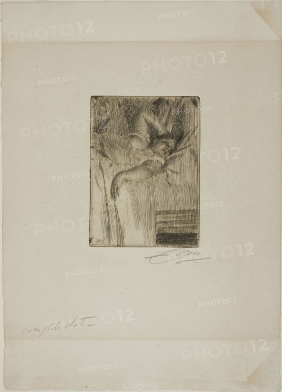 Le Réveil, 1891, Anders Zorn, Swedish, 1860-1920, Sweden, Etching on ivory laid paper, 137 x 100 mm (image/plate), 351 x 254 mm (sheet)