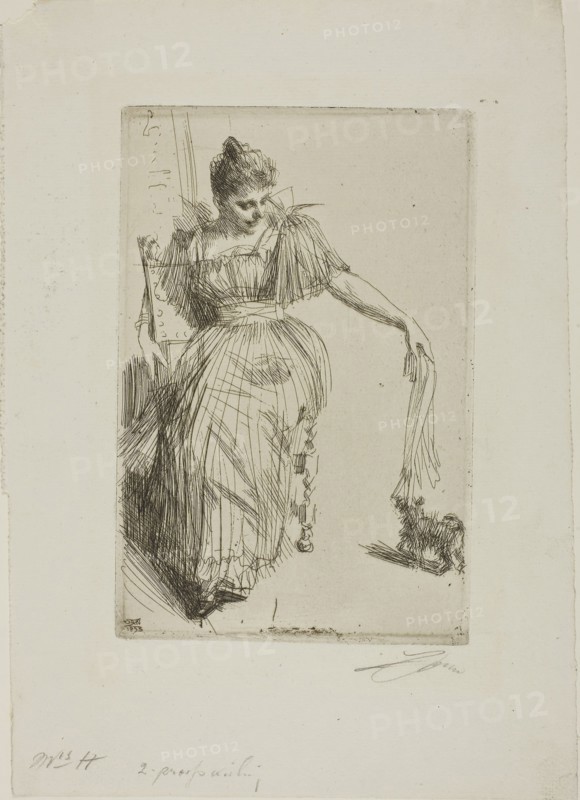 Gerda Hagborg II, 1893, Anders Zorn, Swedish, 1860-1920, Sweden, Etching on ivory laid paper, 237 x 158 mm (image/plate), 355 x 251 mm (sheet)