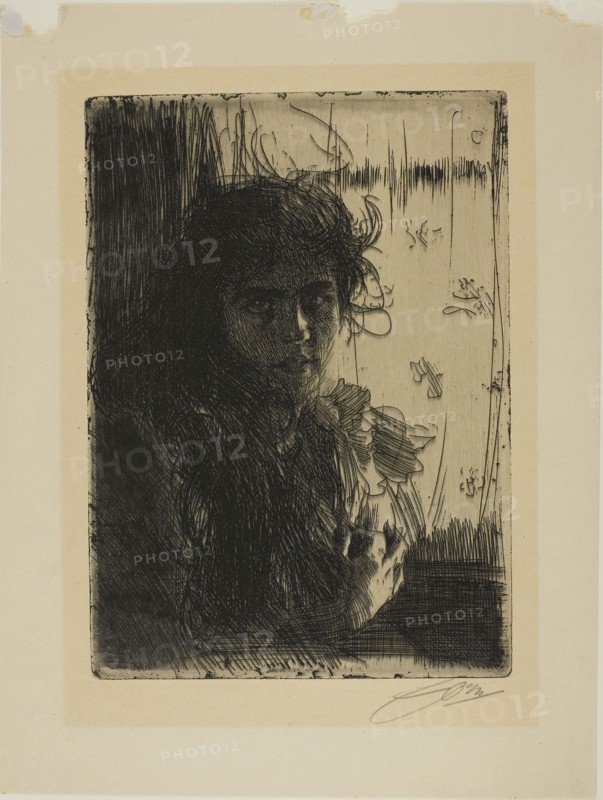 An Irish Girl or Annie, 1894, Anders Zorn, Swedish, 1860-1920, Sweden, Etching on cream wove paper, 276 x 199 mm (image/plate), 374 x 283 mm (sheet)