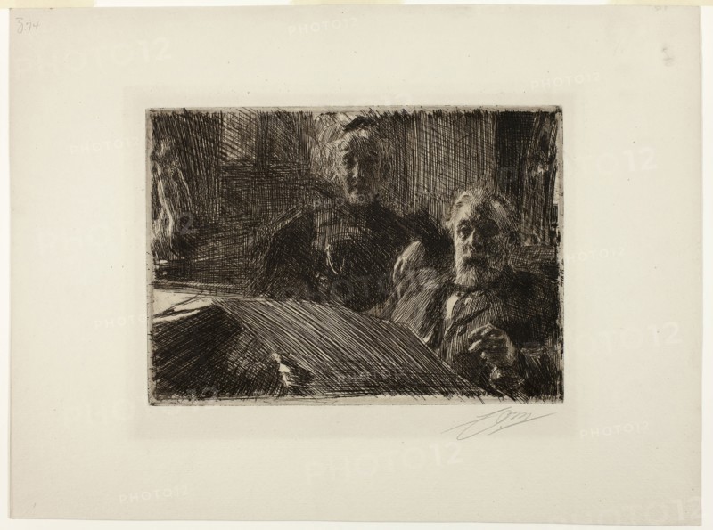 Mr. and Mrs. Fürstenberg, 1895, Anders Zorn, Swedish, 1860-1920, Sweden, Etching on ivory laid paper, 198 x 277 mm (image/plate), 344 x 459 mm (sheet)