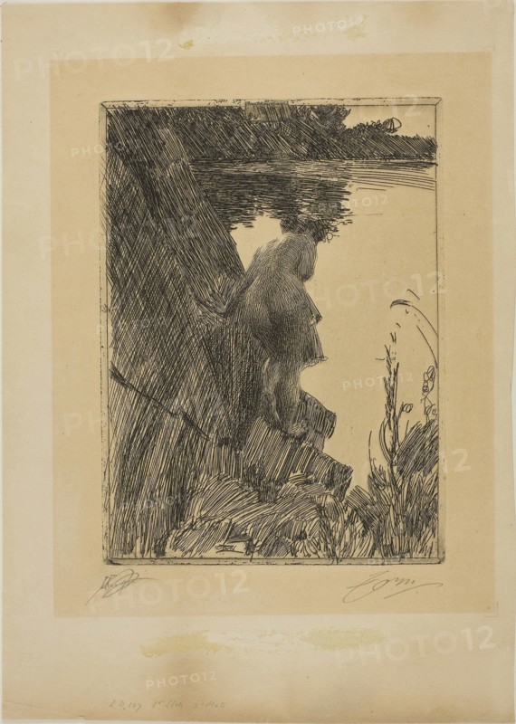 Bather (Evening) II, 1896, Anders Zorn, Swedish, 1860-1920, Sweden, Etching on tan wove paper, 233 x 169 mm (image), 240 x 176 mm (plate), 371 x 264 mm (sheet)