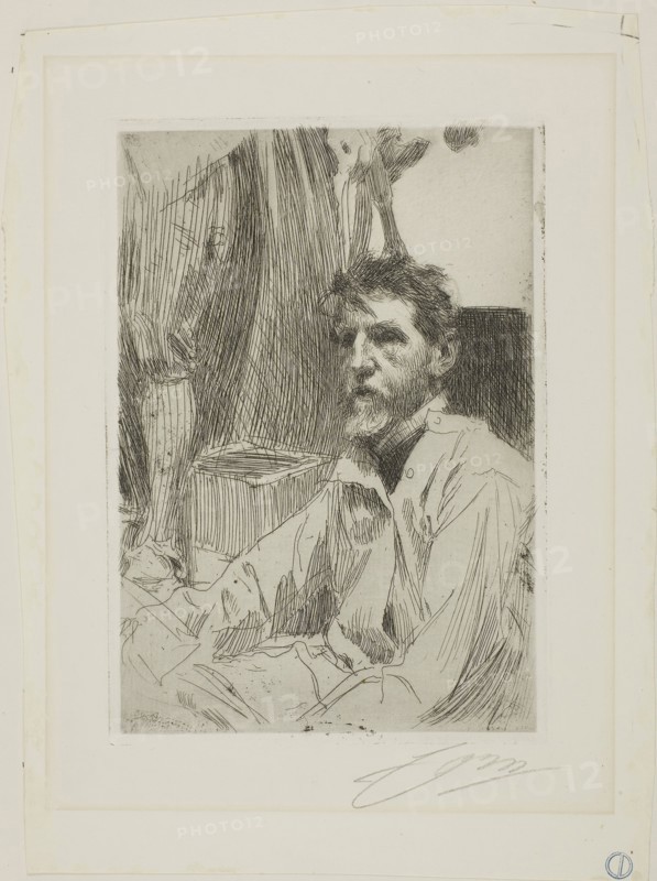 August Saint Gaudens I, 1898, Anders Zorn, Swedish, 1860-1920, Sweden, Etching on ivory laid paper, 190 x 131 mm (image), 197 x 139 mm (plate), 273 x 204 mm (sheet)