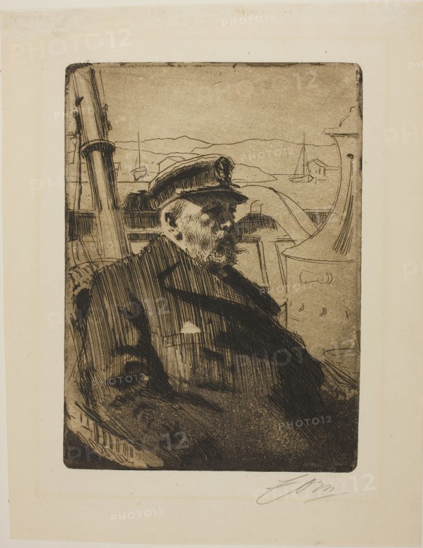 King Oscar II (Second plate), 1898, Anders Zorn, Swedish, 1860-1920, Sweden, Etching on ivory laid paper, 247 x 179 mm (image/plate), 327 x 254 mm (sheet)