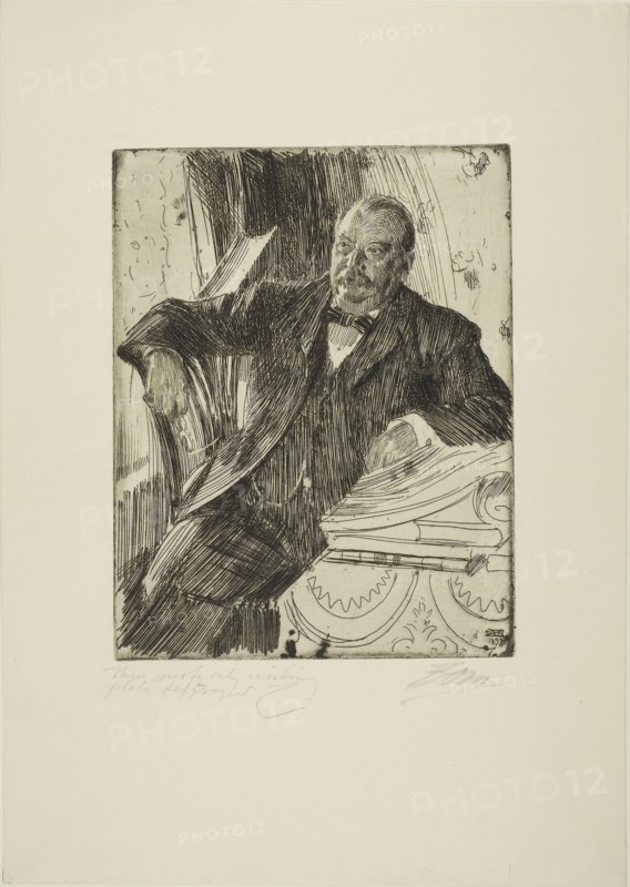Grover Cleveland II, 1899, Anders Zorn, Swedish, 1860-1920, Sweden, Etching on ivory laid paper, 227 x 177 mm (image/plate), 392 x 277 mm (sheet)