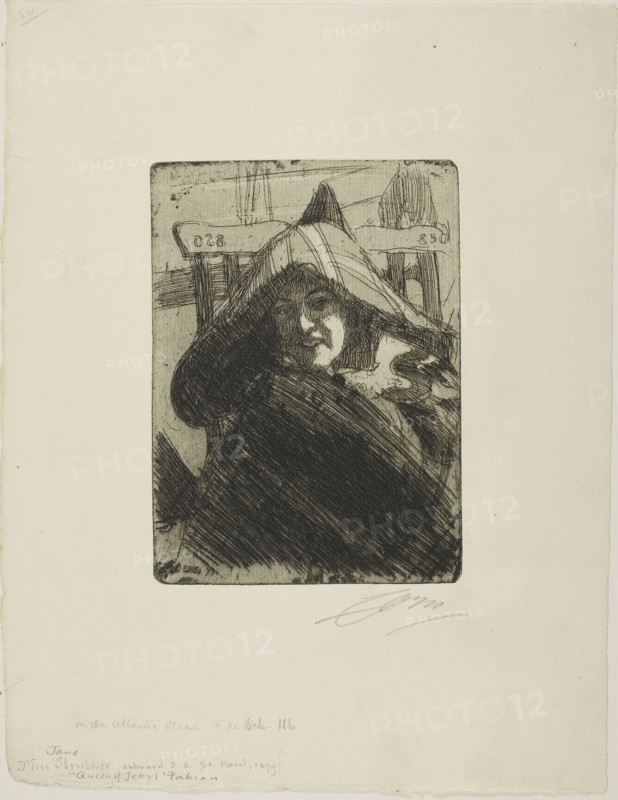 On the Atlantic, 1899, Anders Zorn, Swedish, 1860-1920, Sweden, Etching on ivory laid paper, 176 x 128 mm (image/plate), 327 x 253 mm (sheet)