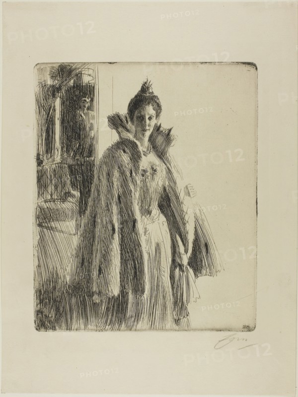 H. R. H. Princess Ingeborg of Sweden II, 1900, Anders Zorn, Swedish, 1860-1920, Sweden, Etching on cream laid paper, 276 x 228 mm (image/plate), 402 x 301 mm (sheet)