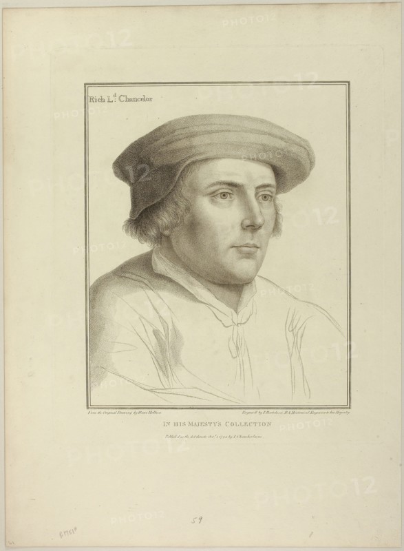 Lord Rich, October 1, 1794, Francesco Bartolozzi (Italian, 1727-1815), after Hans Holbein the younger (German, 1497-1543), Italy, Stipple engraving on ivory wove paper, 325 x 264 mm (image), 395 x 331 mm (plate), 540 x 396 mm (sheet)
