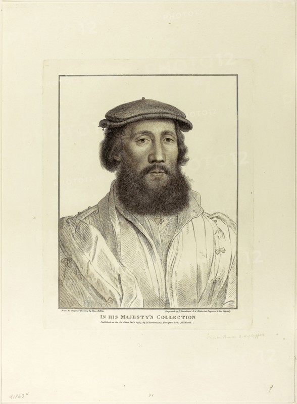Charles Brandon, Duke of Suffolk, December 1, 1797, Francesco Bartolozzi (Italian, 1727-1815), after Hans Holbein the younger (German, 1497-1543), Italy, Stipple engraving on cream wove paper, 207 x 205 mm (image), 309 x 242 mm (plate), 459 x 336 mm (sheet)