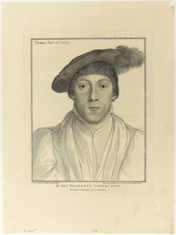 Thomas Earl of Surrey, April 1, 1795, Francesco Bartolozzi (Italian, 1727-1815), after Hans Holbein the younger (German, 1497-1543), Italy, Stipple engraving on cream wove paper, 253 x 202 mm (image), 286 x 228 mm (plate), 410 x 303 mm (sheet)
