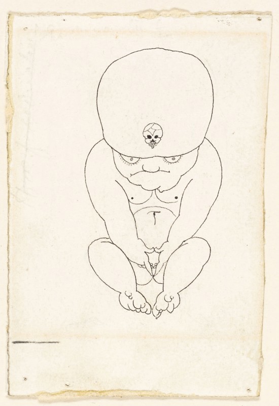 Crouching Midget, 1892/98, Aubrey Vincent Beardsley, English, 1872-1898, England, Pen and black ink on ivory wove paper, 97 × 67 mm