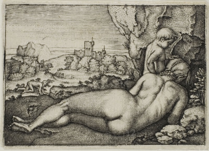 Penance of St. John Chrysostomus, n.d., Sebald Beham (German, 1500-1550), after Barthel Beham (German, 1502-1540), Germany, Engraving in black on ivory laid paper, 55 x 78 mm (image/plate), 57 x 80 mm (sheet)