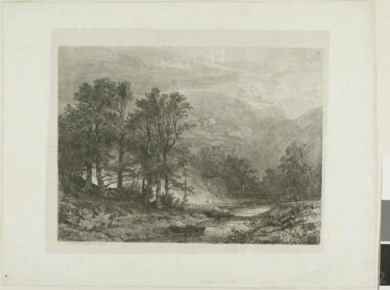 Alpine Landscape, n.d., Alexandre Calame, Swiss, 1810-1864, Switzerland, Etching on paper, 189 x 254 mm (image), 218 x 269 mm (plate), 280 x 360 mm (sheet)